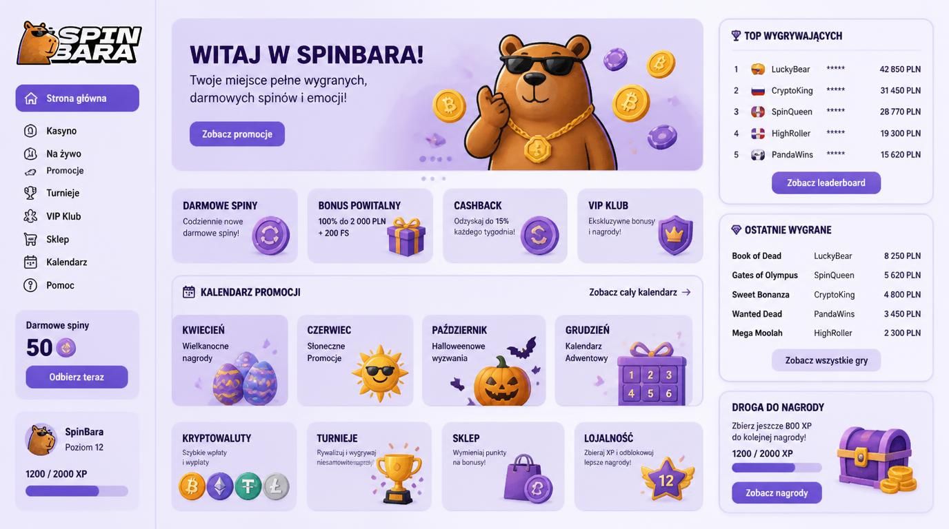 kalendarz sezonowych promocji Spinbara Casino dla graczy krypto